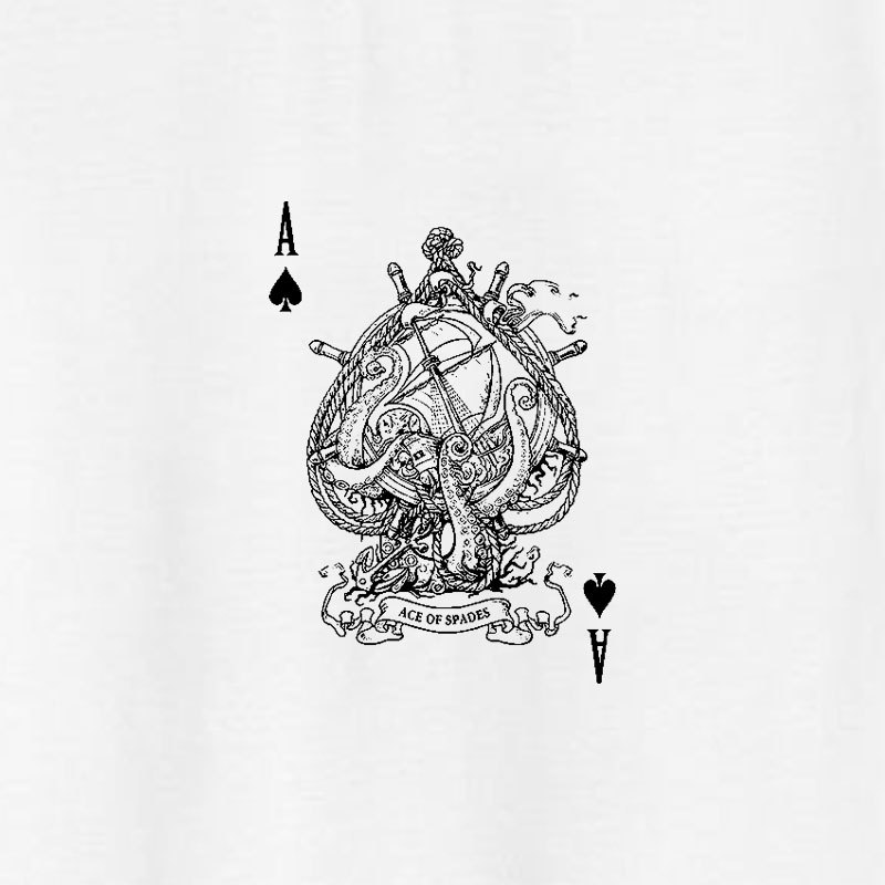ACE OF SPADES Vintage Poker A White Print T-shirt