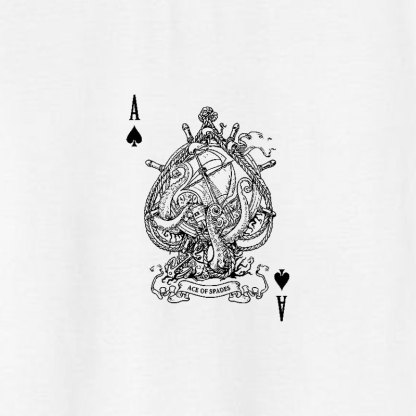 ACE OF SPADES Vintage Poker A White Print T-shirt
