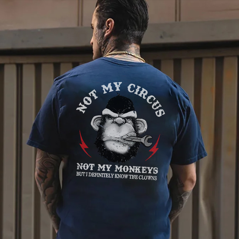 NOT MY CIRCUS NOT MY MONKEY Black Print T-shirt