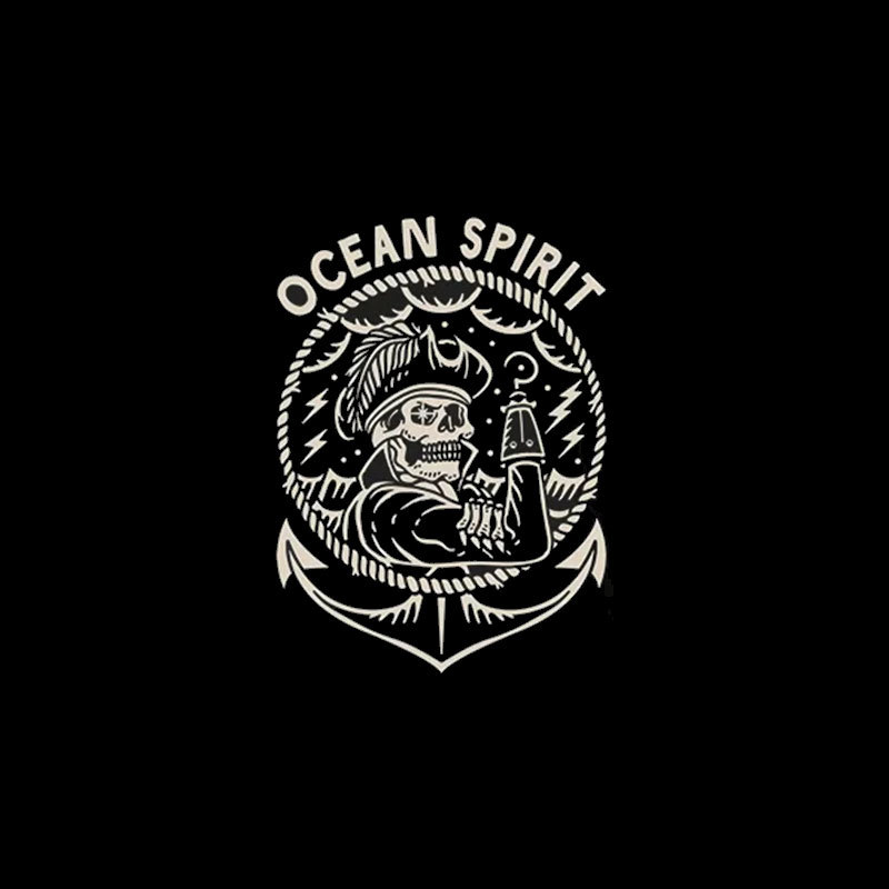 OCEAN SPIRIT Captain Sailing Black Print T-shirt