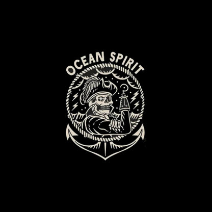 OCEAN SPIRIT Captain Sailing Black Print T-shirt