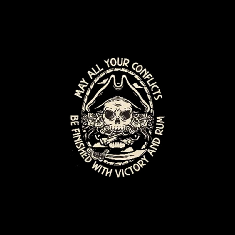MAY ALL YOUR CONFLICTS Skull Black Print T-shirt