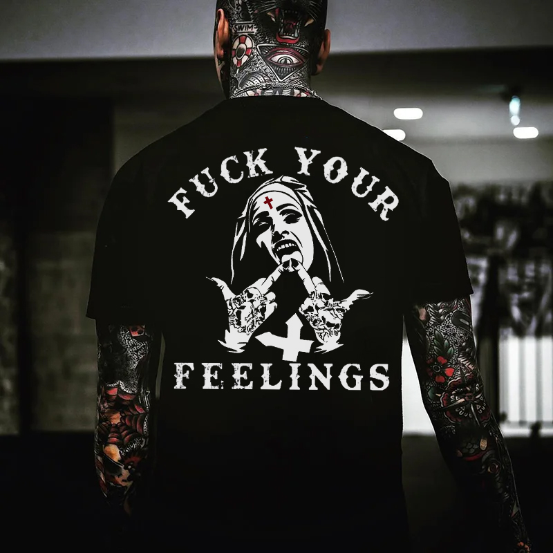 FUCK YOUR FEELINGS Evil Nun Print Men's T-shirt