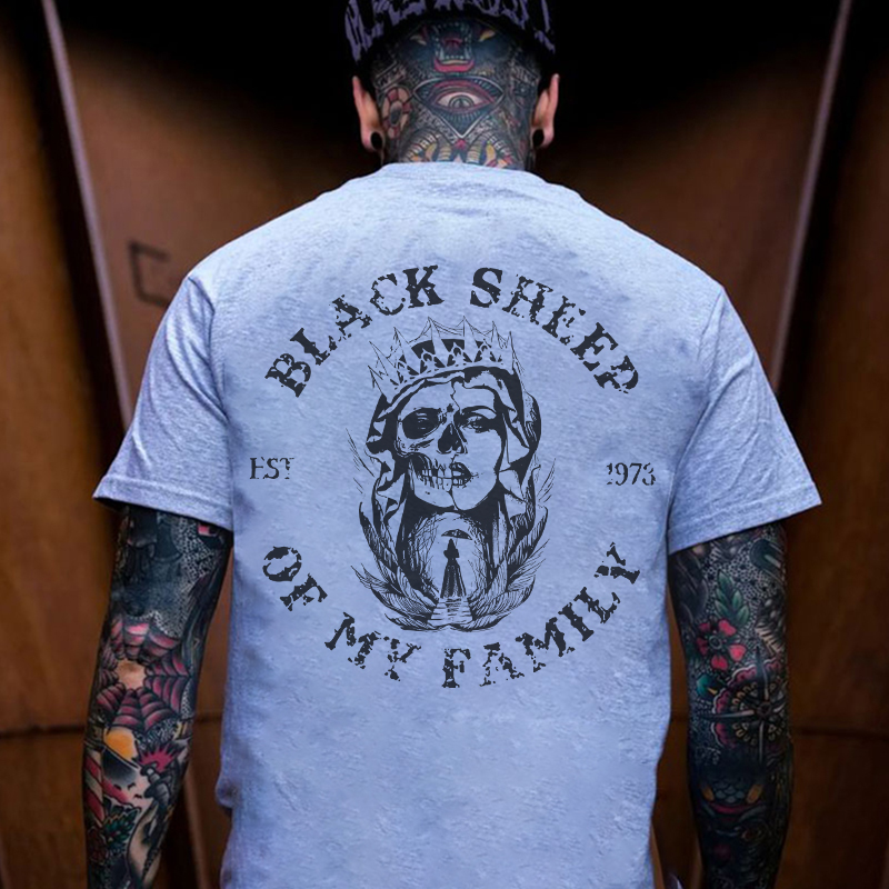 BLACK SHEEP OF MY FAMILY Skull Queen Print Men's T-shirt