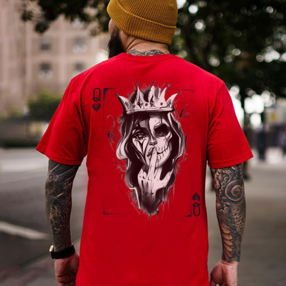 Queen Of Cards White Print T-shirt