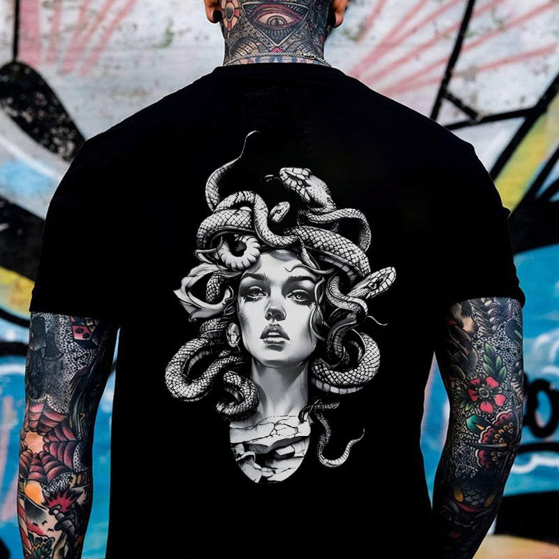 Medusa Beauty with Snake Print T-Shirt