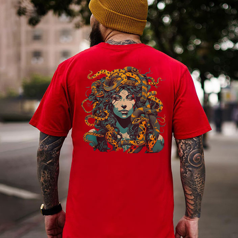 Gothic Queen with Snakes Black Print T-Shirt