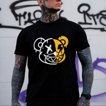 Emoji Cartoon Graphic Black Print T-Shirt