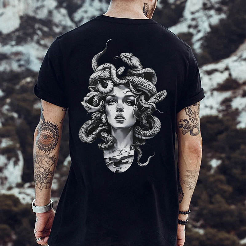 Medusa Beauty with Snake Print T-Shirt