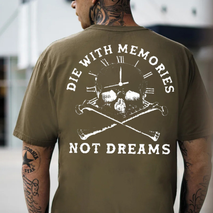 DIE WITH MEMORIES NOT DREAMS Skull Clock Print Men's T-shirt