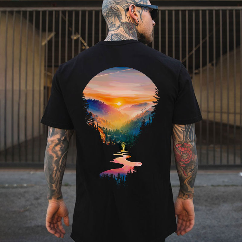 Forest Sunset Print Men's T-Shirt