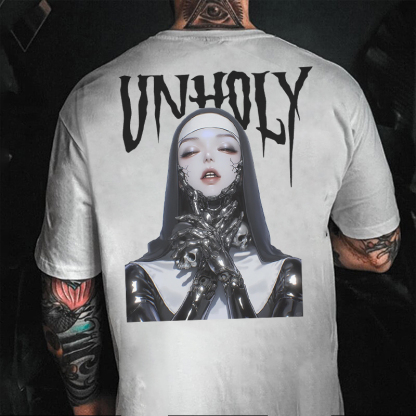 UNHOLY Nun&Skull Print Men's T-Shirt