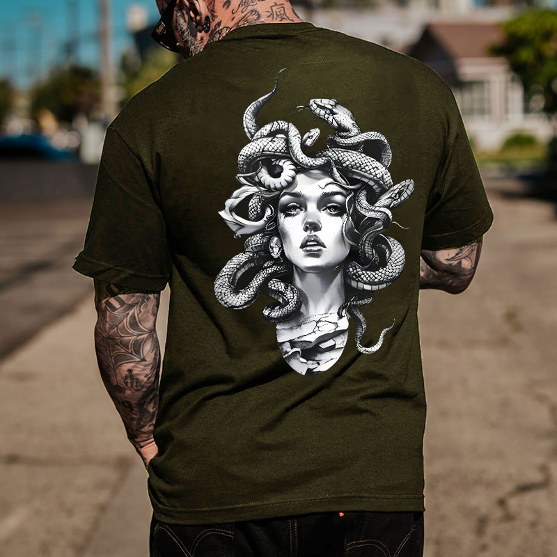 Medusa Beauty with Snake Print T-Shirt