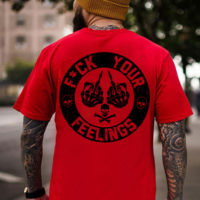 FUCK YOUR FEELINGS Bone Hand Print Men's T-Shirt