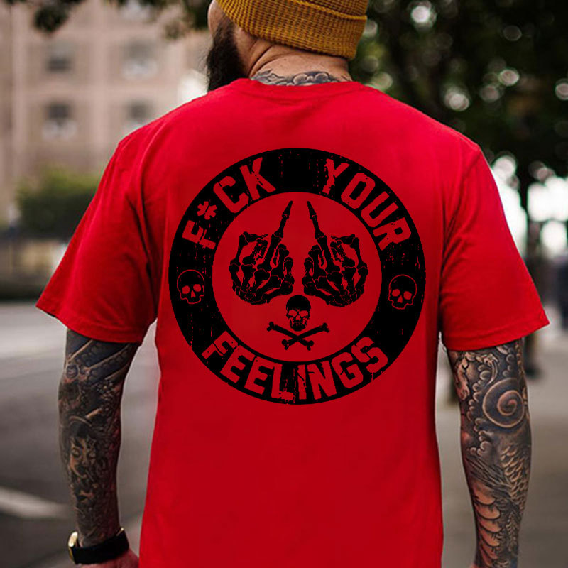 FUCK YOUR FEELINGS Bone Hand Print Men's T-Shirt