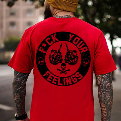 FUCK YOUR FEELINGS Bone Hand Print Men's T-Shirt