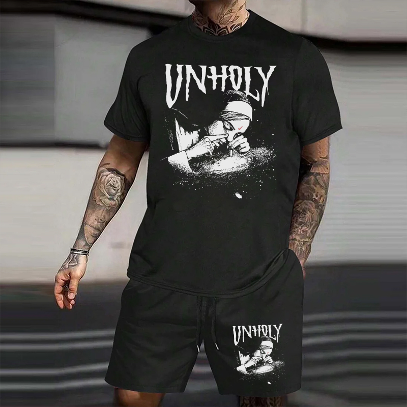 UNHOLY Smoking Nun Print Men's Suit
