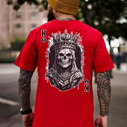 Poker K Skeleton King Print Men's T-Shirt
