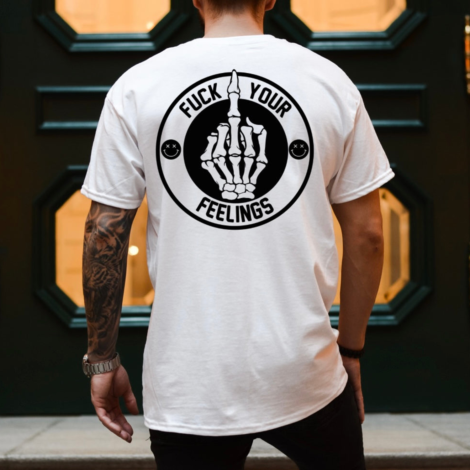 FUCK YOUR FEELINGS Bone Hand Print Men's T-Shirt