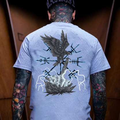 Runes Crow Print Men's T-Shirt