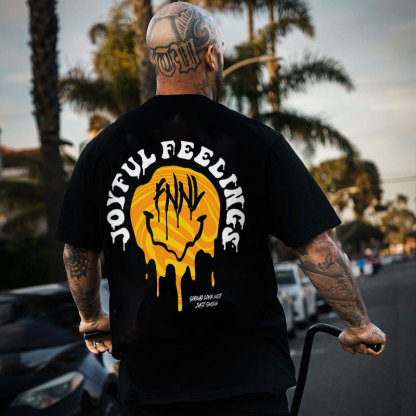 JOYFUL FEELINGS Sweaty Emoji Black Print T-shirt