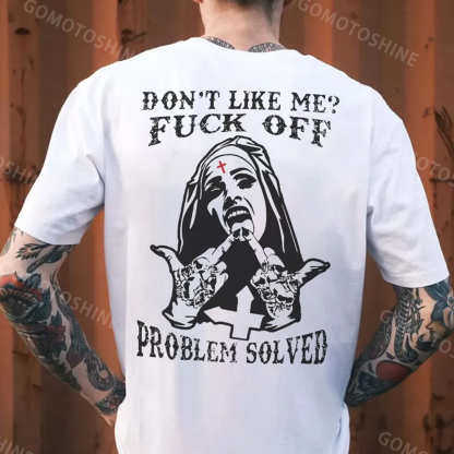 DON'T LIKE ME Defiant Nun Black Print T-Shirt