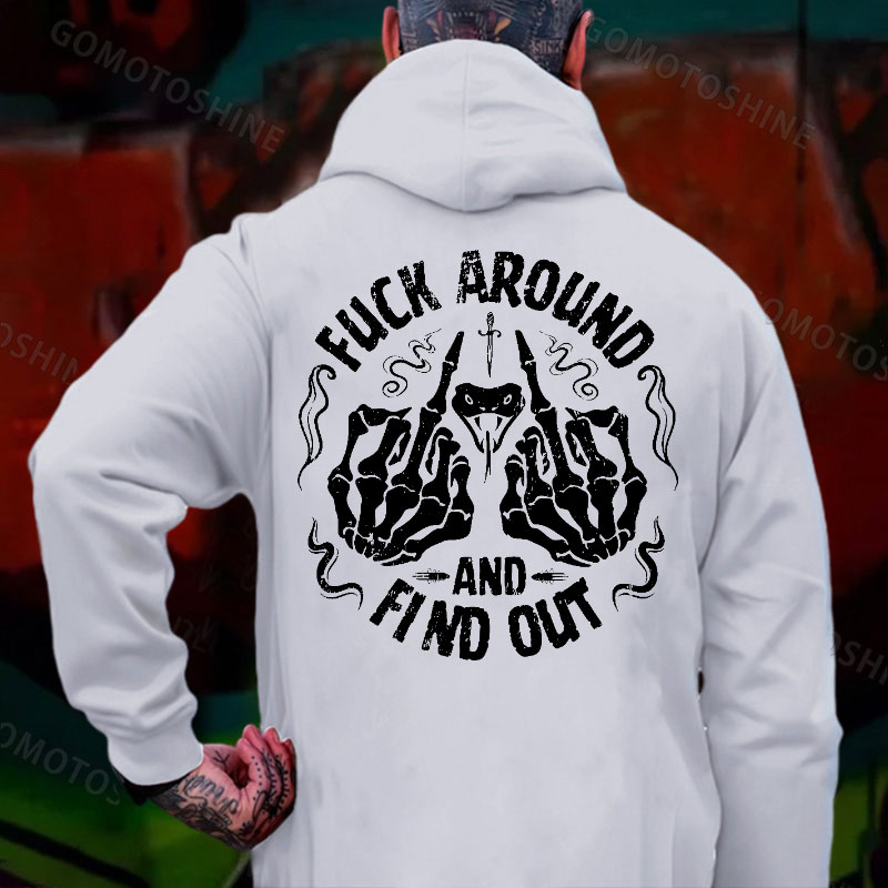FUCK AROUND AND FIND OUT Bone Hand Print Men's Hoodie