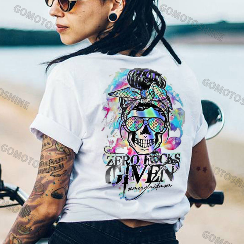 ZERO FUCKS GIVEN Skull Print Women's T-shirt
