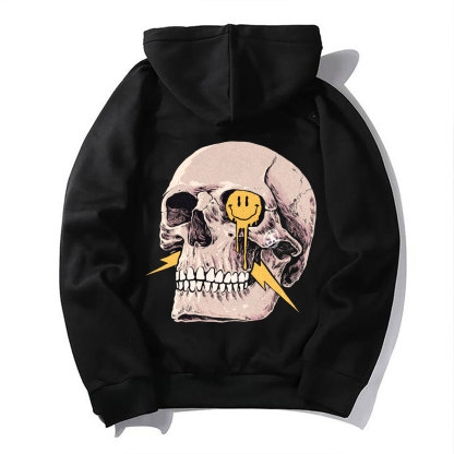 Hopeless Skull with Emoji Black Print Hoodie