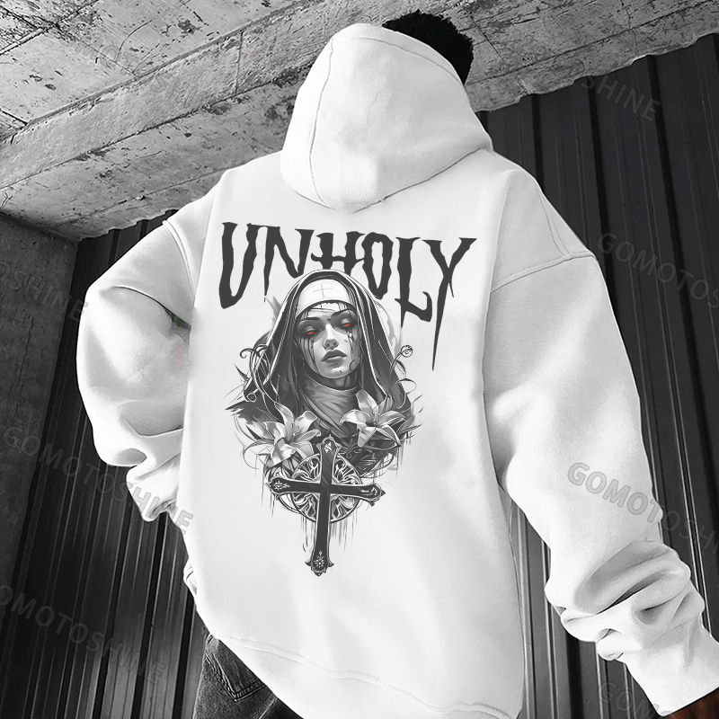 UNHOLY Crucifix Nun Print Men's Hoodie
