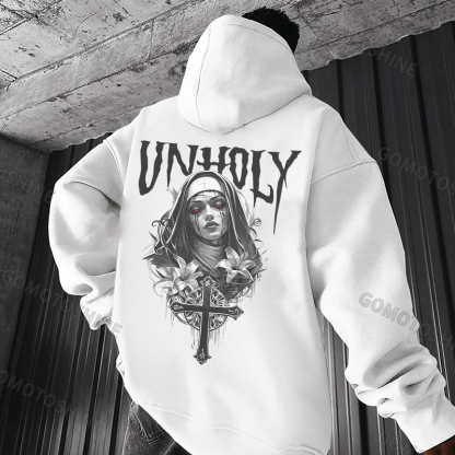 UNHOLY Crucifix Nun Print Men's Hoodie