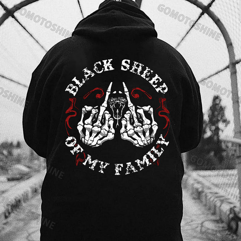 BLACK SHEEP OF MY FAMILY Bone Hand Print Men's Hoodie
