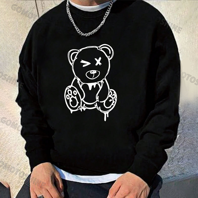 Bear Doll Graffiti Print Men's Sweatshirt