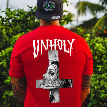 UNHOLY Hopeless Lady Was Crucified Print Men's T-Shirt