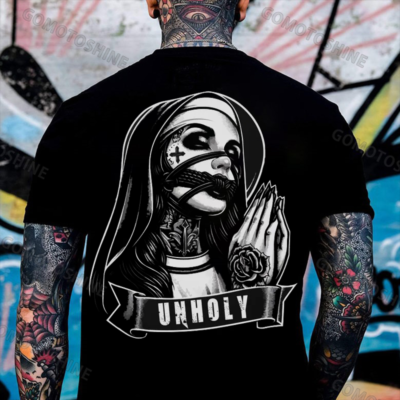 UNHOLY Gagged Nun Print Men's T-Shirt