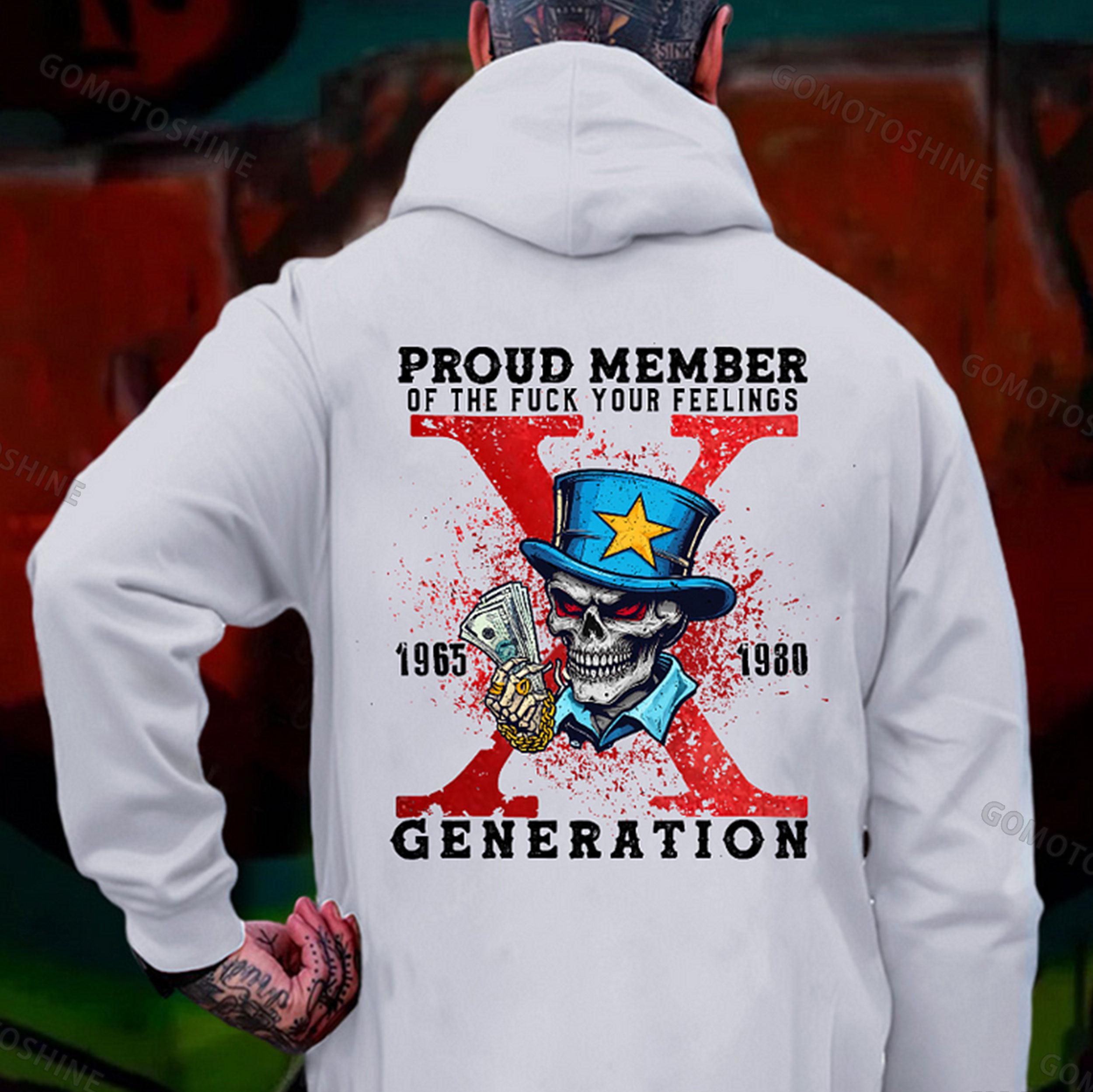 PROUD MEMBER GENERATION Skeleton Print Men's Hoodie