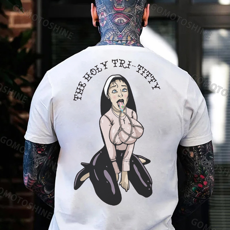 THE HOLY TRI-TITTY Sexy Nun Print Men's T-Shirt