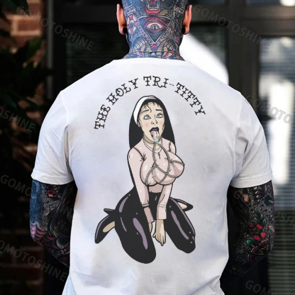THE HOLY TRI-TITTY Sexy Nun Print Men's T-Shirt