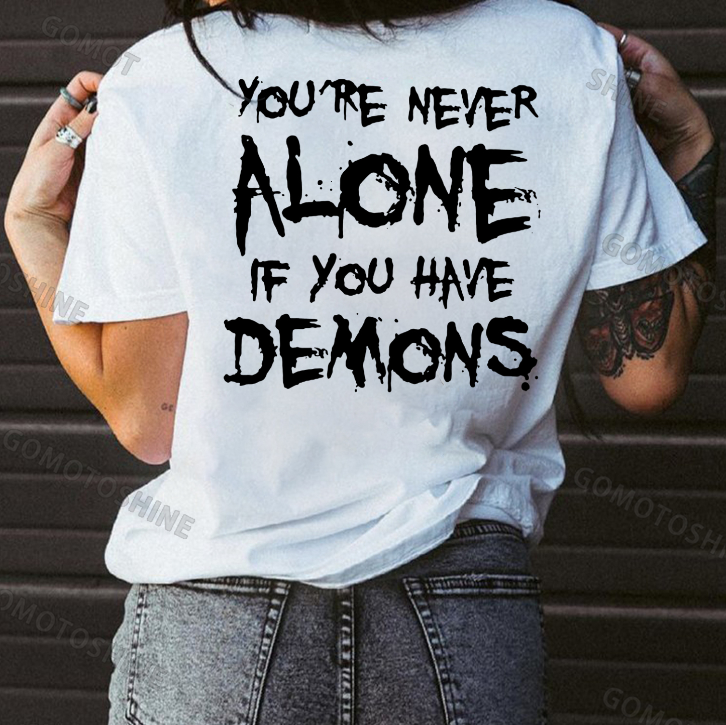 YOU'RE NEVER ALONE IF YOU HAVE DEMONS Print Women's T-shirt