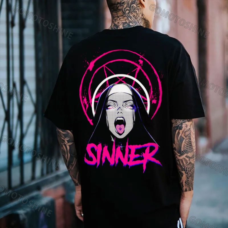 SINNER Evil Nun Print Men's T-Shirt