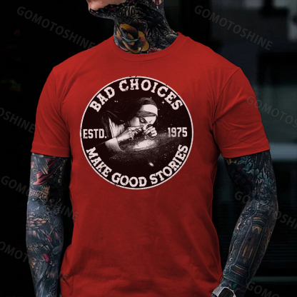 BAD CHOICES MAKE GOOD STORIES Smoking Nun Print Men's T-shirt