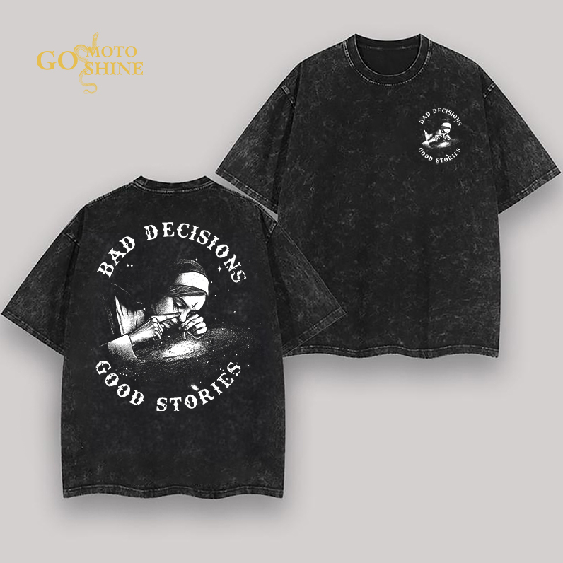 BAD DECISIONS GOOD STORIES Smoking Nun Men's Washed T-shirt