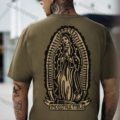 Goddess Praying Letter Vintage Style Graphic Black Print T-shirt