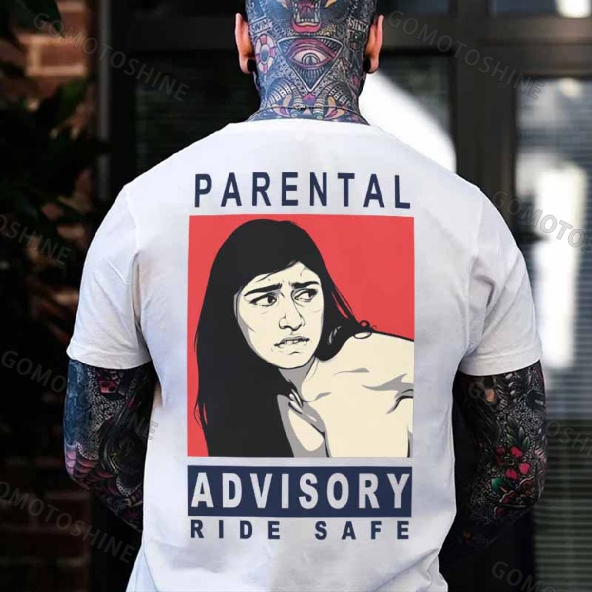 PARENTAL ADVISORY RIDE SAFE Naked Lady Print Men's T-shirt