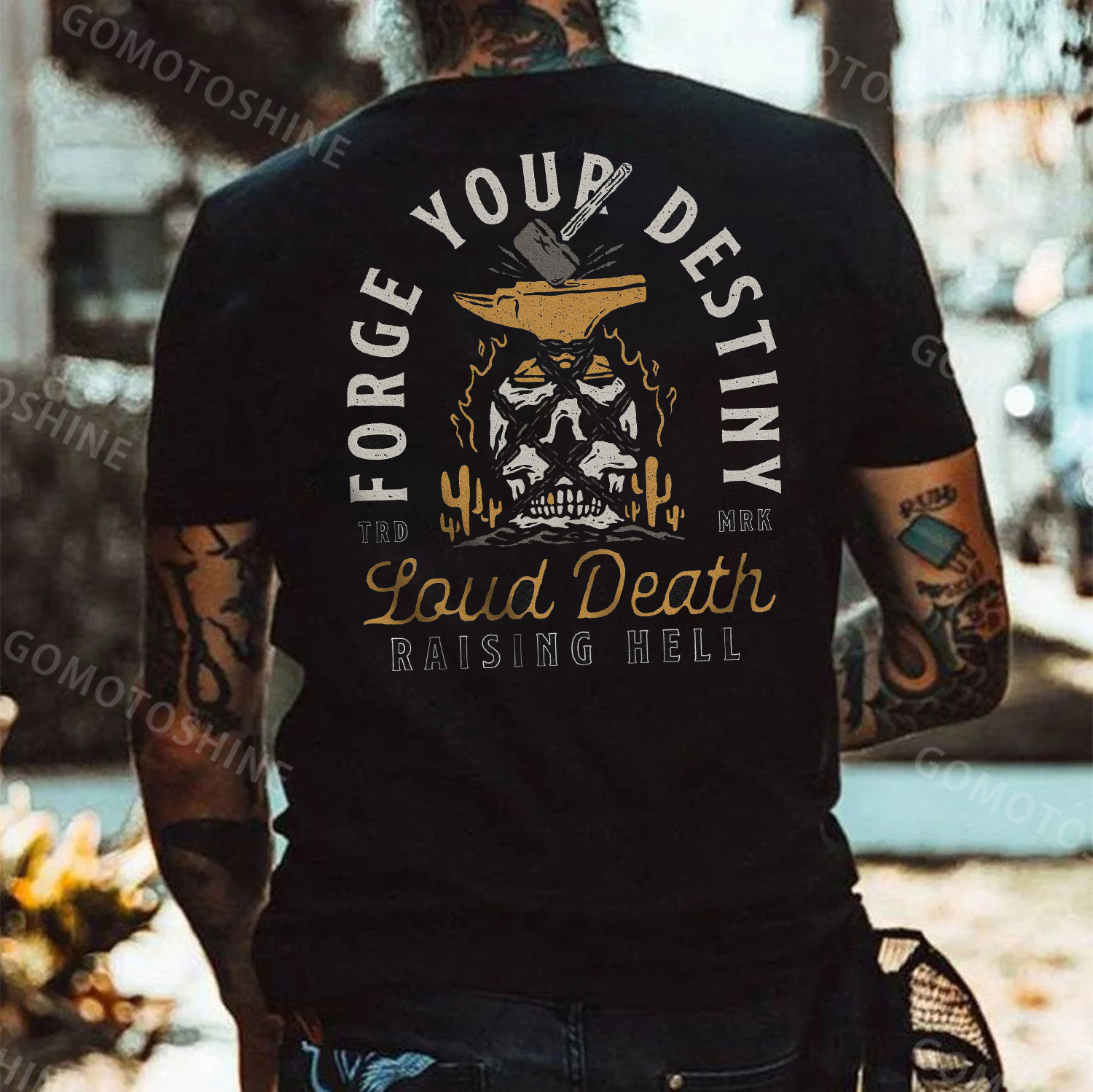 FORGE YOUR DESTINY LOUD DEATH Skull Print Men's T-Shirt