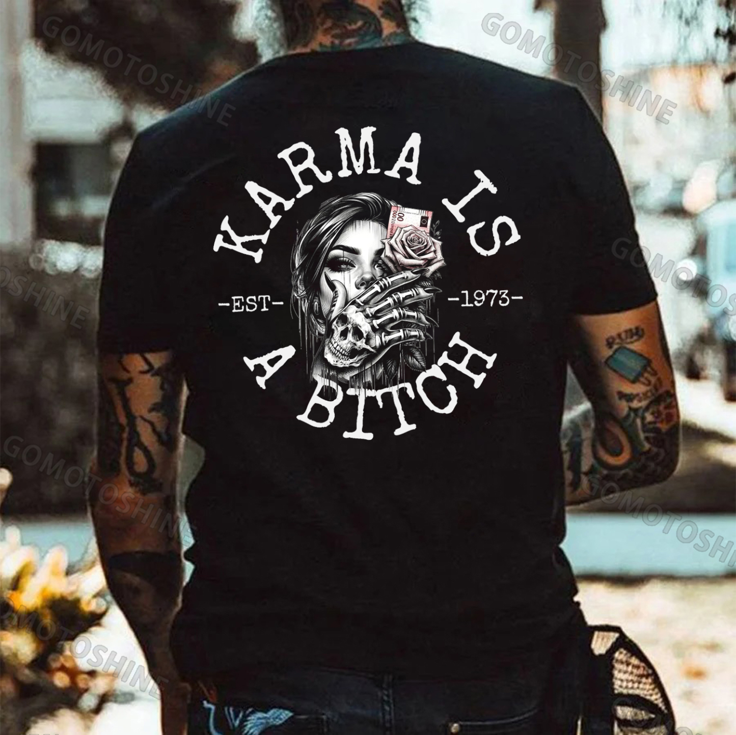 KARMA IS A BITCH Gangster Lady Print Men's T-Shirt