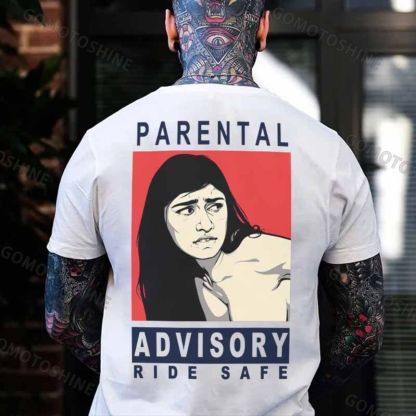 PARENTAL ADVISORY RIDE SAFE Naked Lady Print Men's T-shirt