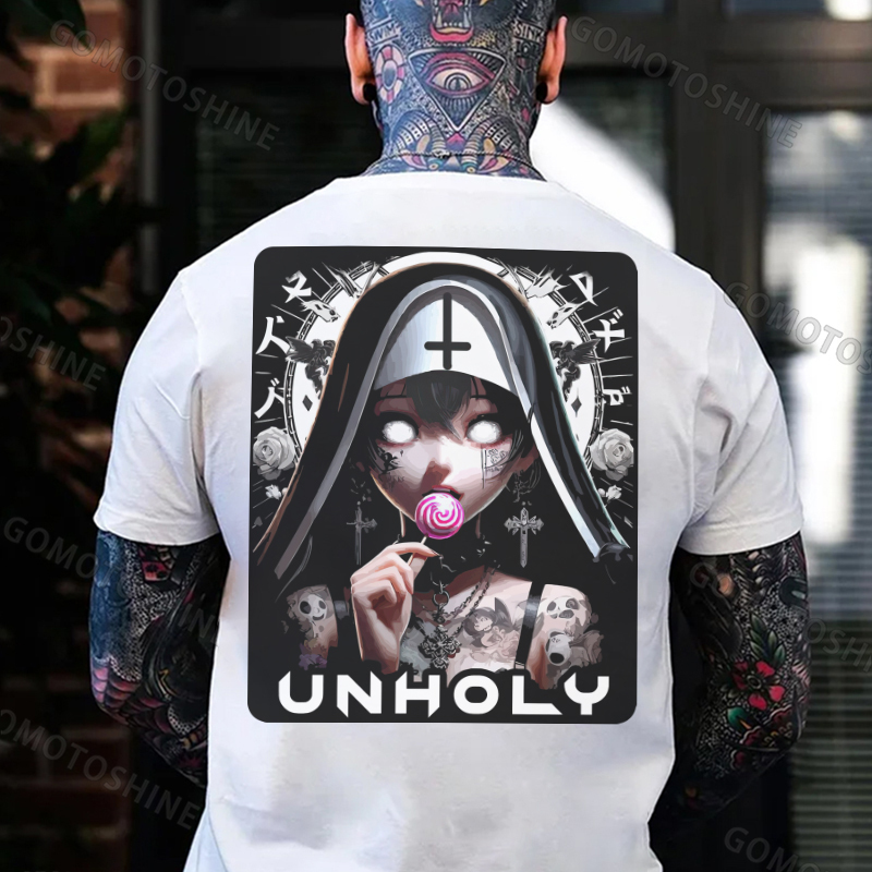UNHOLY Tattooed Girl Nun Print Men's T-Shirt
