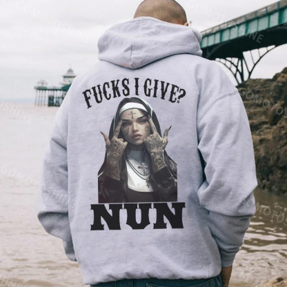 FUCKS I GIVE NUN Defiant Nun Black Print Hoodie