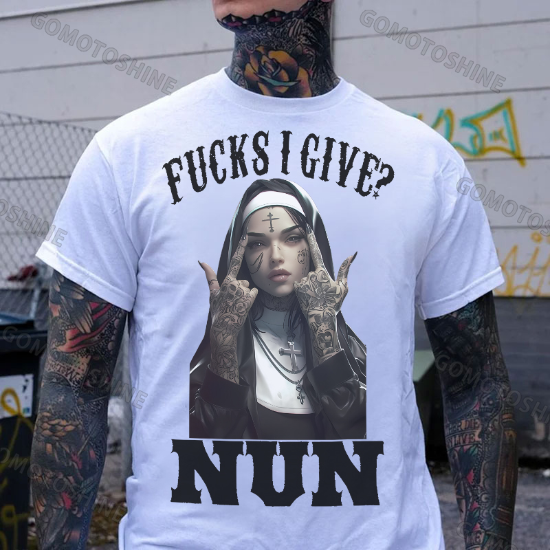 FUCKS I GIVE NUN Defiant Nun Print Men's T-Shirt